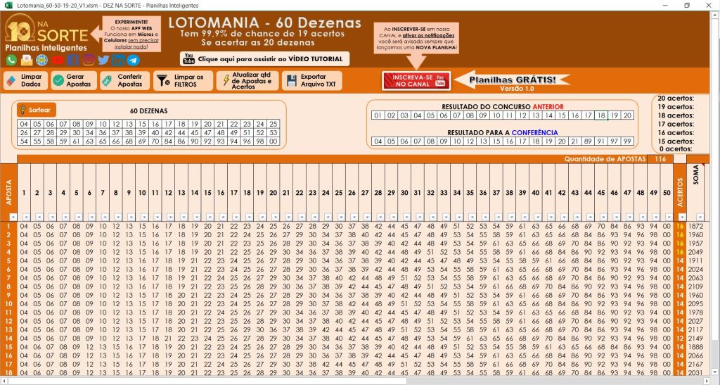 Dez Na Sorte Loterias Planilhas Inteligentes Gr Tis